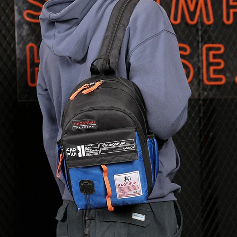Nylon Men Sling Rucksack Small Backpack Casual