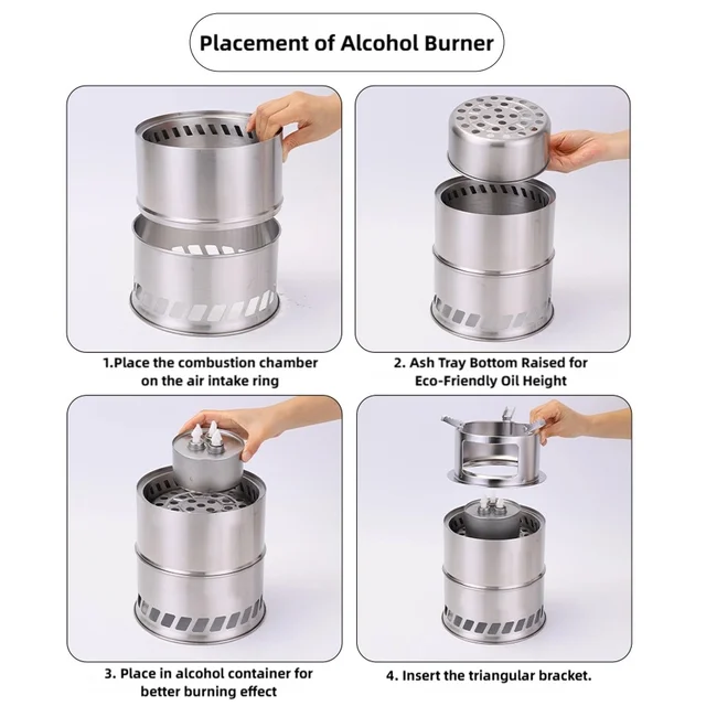 New Portable Outdoor Camping Stove Wood Burning Mini Lightweight Stainless Steel Foldable Stove Picnic BBQ Cooker Travel Tools 4