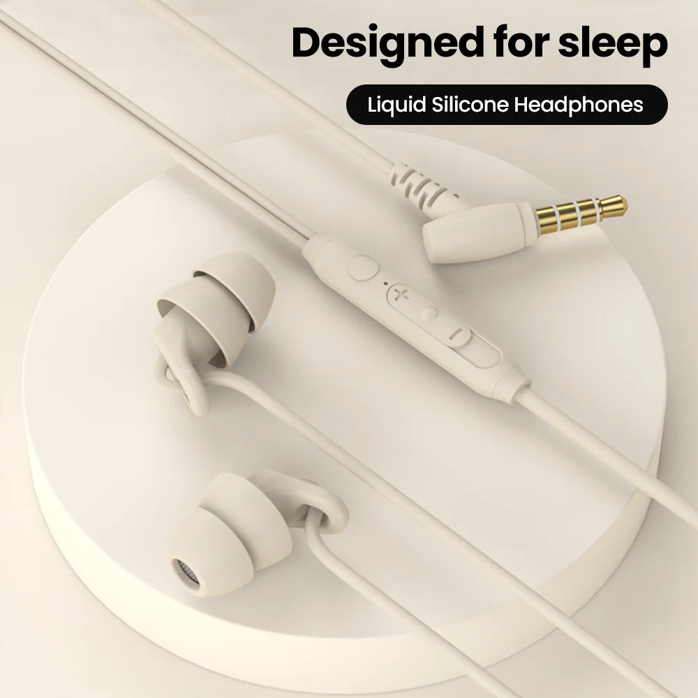 Soft Silicone In-ear Wired Headphones 3.5mm/Type C Jack Earphones Sleep Handsfree Wired Headset With Mic Noise Canceling Earbuds 3