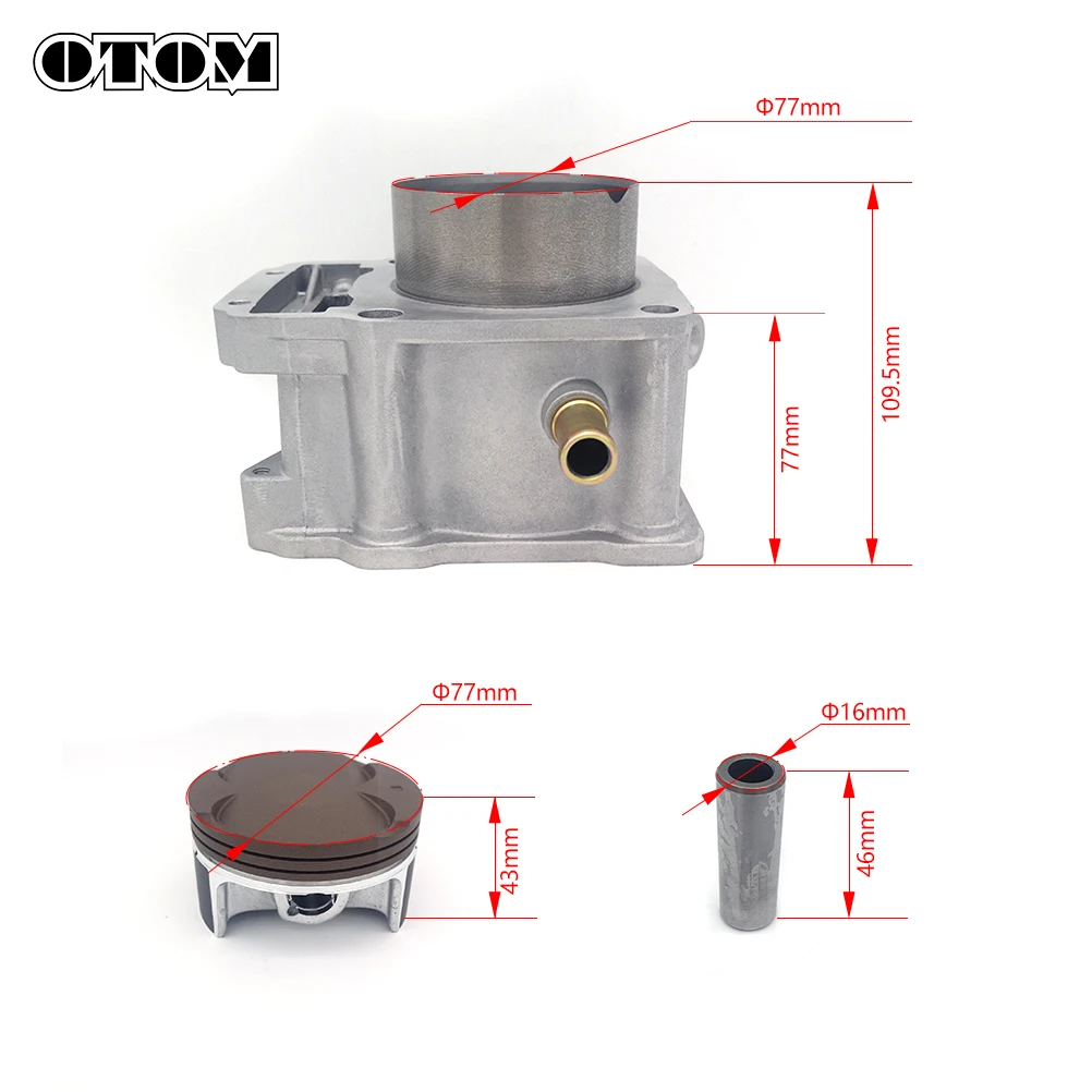 OTOM ZS174MN-5 오토바이 실린더 블록 보어 피스톤 핀 링 개스킷, ZONGSHEN NB350 NB300 액세서리 피트 더트 바이크용, 77mm