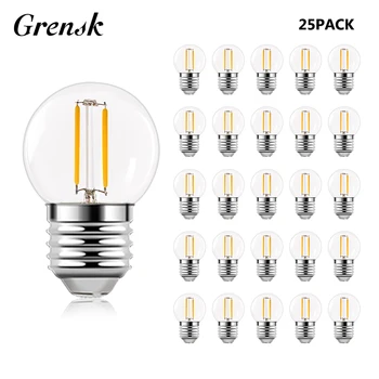 빈티지 G40 LED 필라멘트 전구 램프, E27 소켓, 220V, 1W, 따뜻한 흰색 에디슨 LED 스트링, 전구 교체, 집 뒤뜰 파티 장식