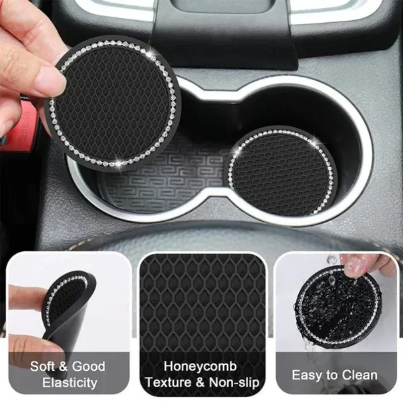 Car Coaster Anti-slip Pad Silicone Water Cup Holder Round Heat Insulation Mat Gadgets 2PCS Car Interior Accessories