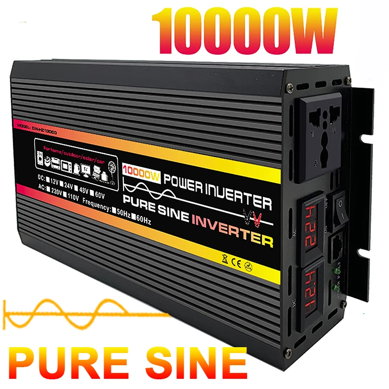Sine Wave Inverter Power Inverter 10000/12000W Pure Sine Wave DC12V-220V Converter