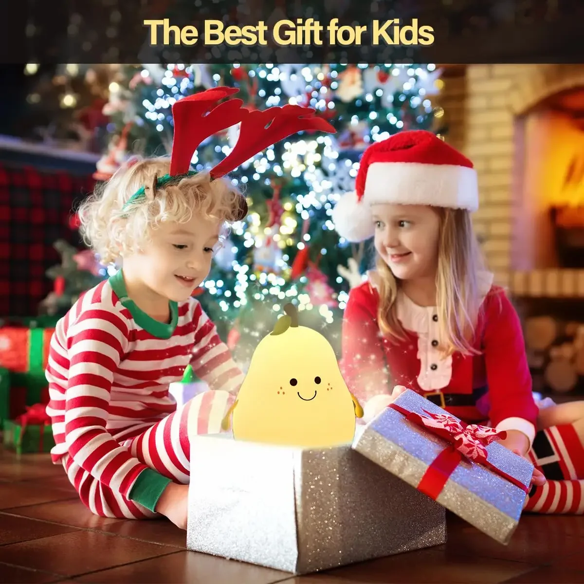 LEDHOLYT Kids Night Light - Cute Squishy Pear Shape With Color Changing LED & Timer Function