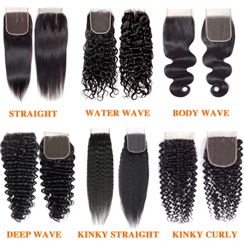 4x4 HD Transparent Lace Frontal Closure Human Hair Straight Body Wave Deep Kinky Curly Remy Hair Free Part PrePlucked Natural 1