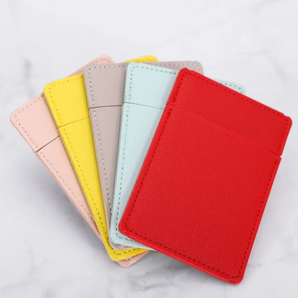 New Stainless steel Makeup Mirror Cosmetic Tools PU Leather Vanity Mirror Handheld Solid Color Pocket Mirror