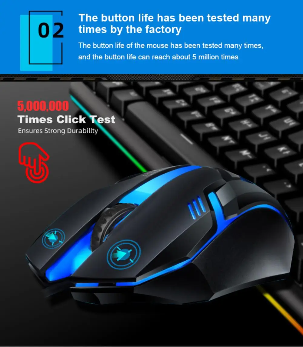 RYRA USB Wired Gaming Mouse 1000DPI Optical Computer Mouse For PC Laptop 3 Keys Ergonomic Mice 7 Colors Glow Mechanical Mouse