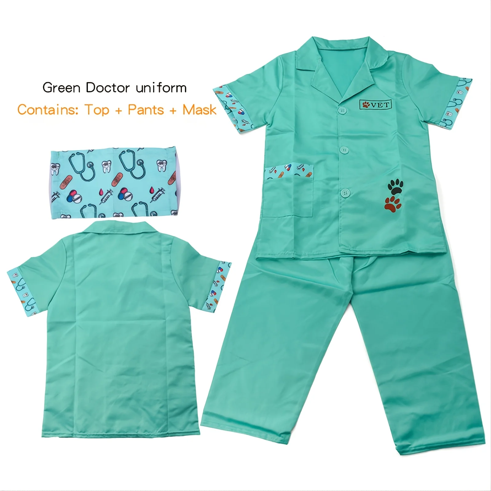 Halloween Costume Doctor Veterinarian Role Play Costume Set Kids Pet Vet Doctor Costume Pretend Play Dress Up 4