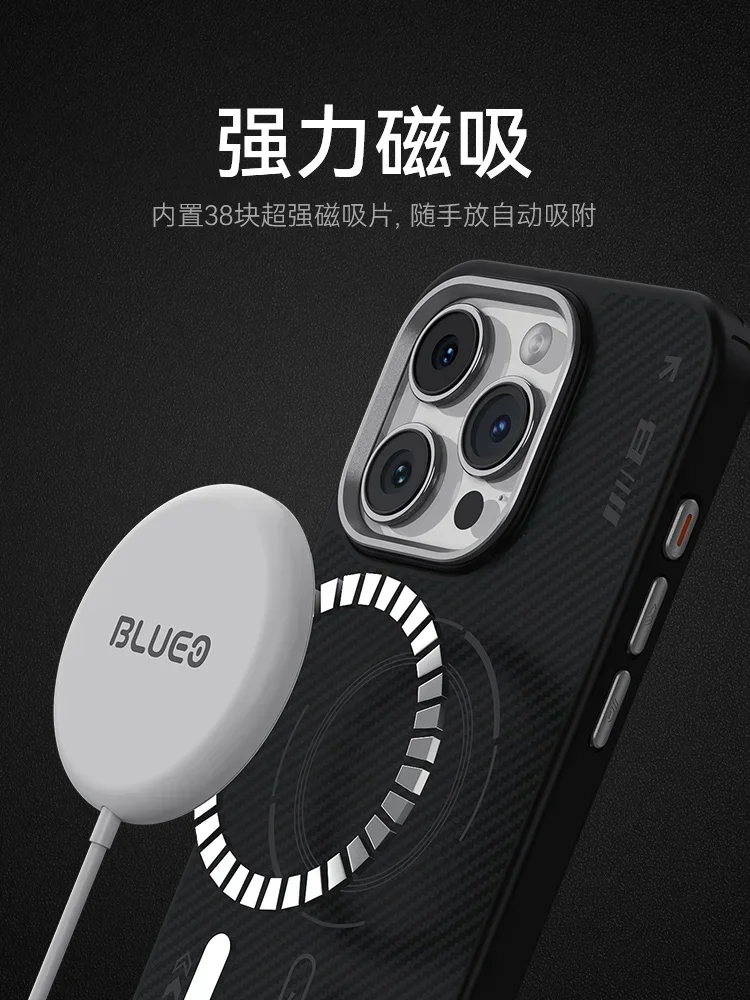 Blueo Phone Case Iphone15 Pro Max Case Magsafe Magnetic Black Wireless Charging Anti-drop Fashion Phone Cover Iphone15 Pro Cover