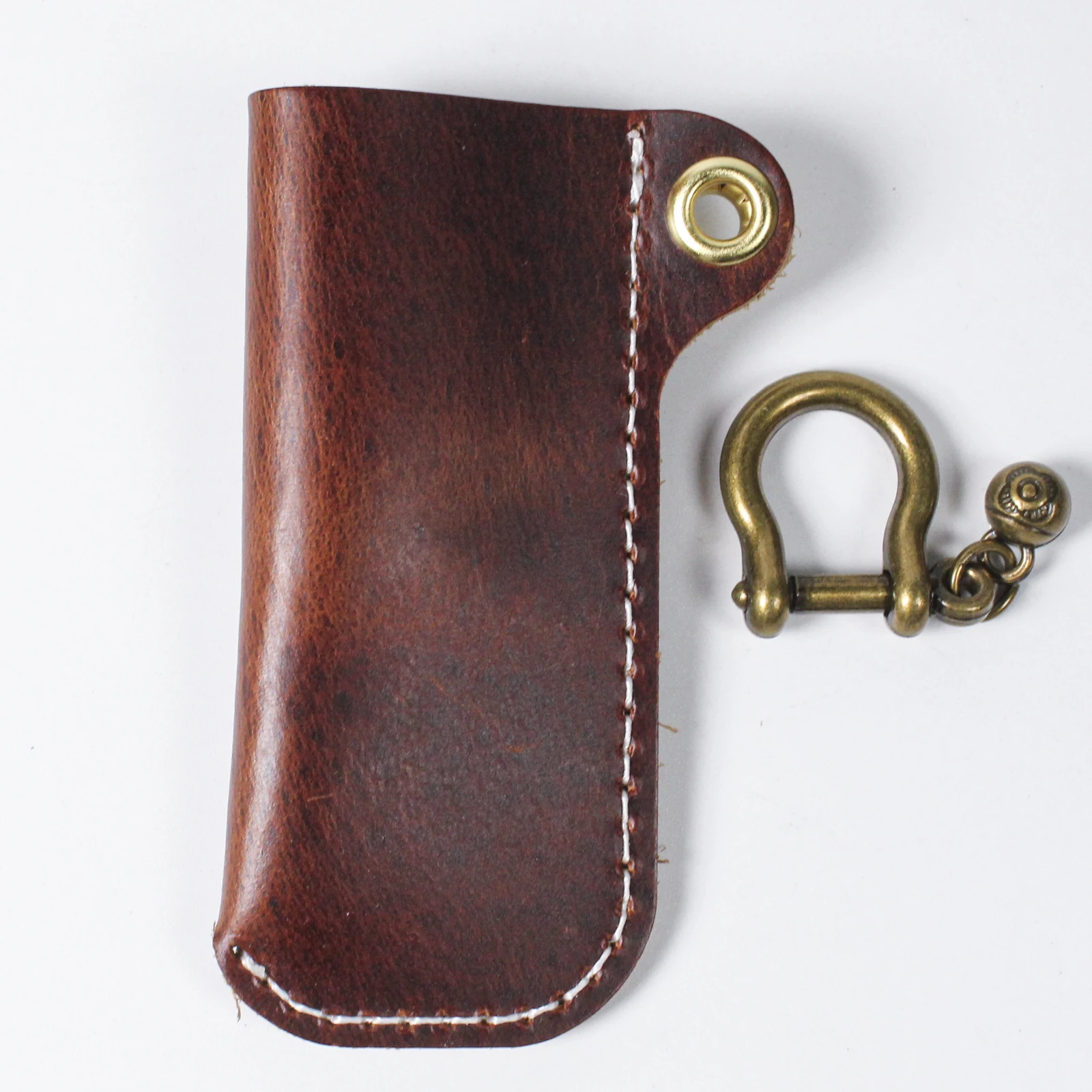 Premium Genuine Cowhide Leather Lighter Case with Metal Horseshoe Shackle