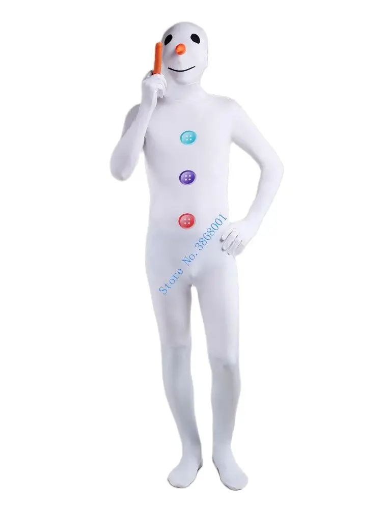 

White snowman cosplay Catsuit Costume Printing and dyeing pattern Lycar full Body Zentai suit stage costumes club party jumpsuit