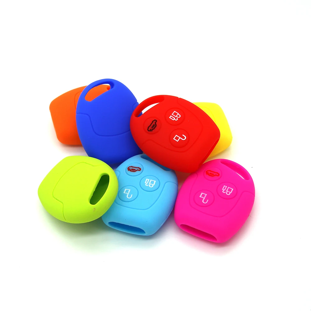 Pusakieyy 3 Buttons Remote Silicone Car Fob Key Case Cover Ford Focus Mondeo Festiva Fusion Suit Fiesta KA Holder Protector key case cover key case remote control case cover