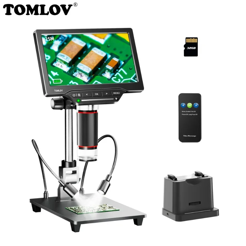 Tomov Dm201 Max Microscopio Digitale 1300X 7 "Schermo Ips Hdmi Fotocamera Elettronica Microscopio Per Riparazione Saldatura Pc/Tv Compatibile