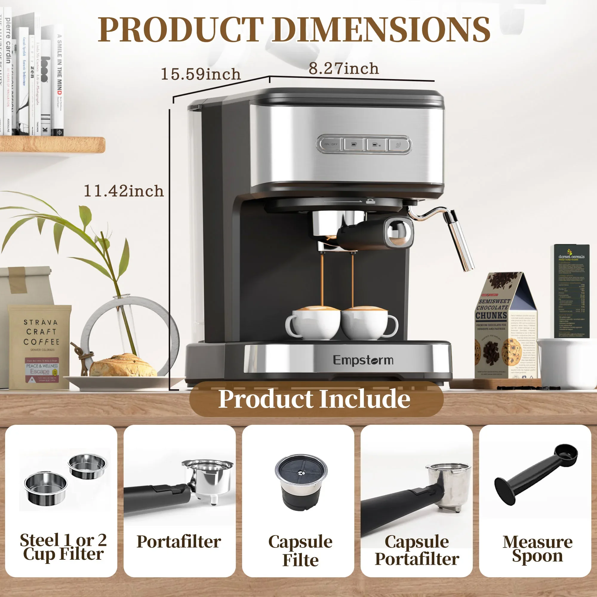 Empstorm Portable Manual Cappuccino Maker Electric 20bar Semi Automatic Espresso Capsule Coffee Machine for Retail and Wholesale 4