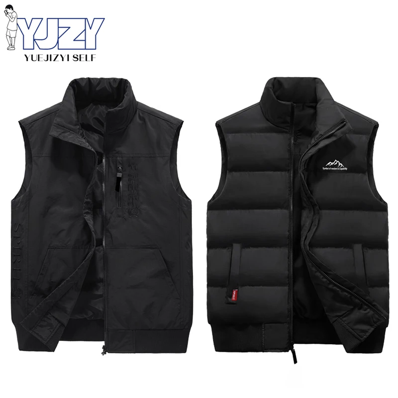 

Winter Man Double Sided Tooling Vests Warm Vest with Casual Autumn Pockets Waistcoat Military Bomber Tactics Mens Plus Size 6Xl