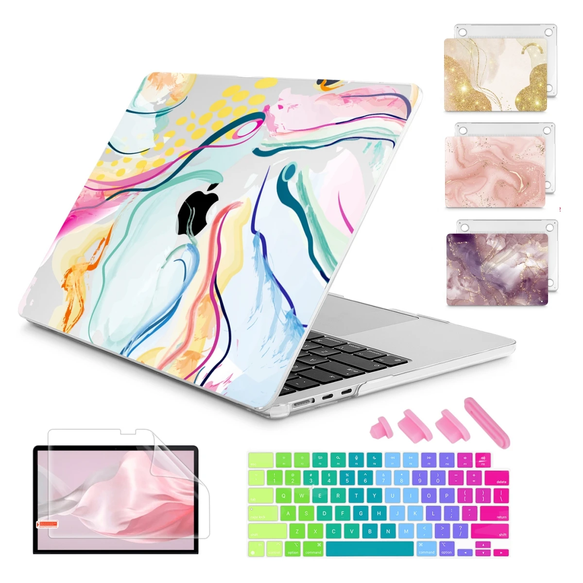 Estojo Rígido de Veia de Mármore para Macbook Pro 14 16 A2779 A2780 m2 Air 15 A2941 Air 13 A2681 A2337 m1 2023 A2338 Pro 13 Polegadas 2023