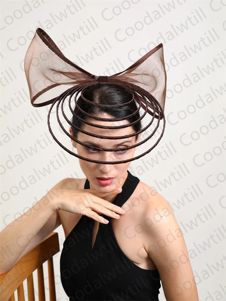 Elegant Fascinator For Women Wedding Hat Heaband Ladies Derby Race Luxury Designer Headwear With Bow Hair Accessories Hair Clips custom best price designer catalog half page flyer die cut diecut brochure digital booklet hair printing magazine