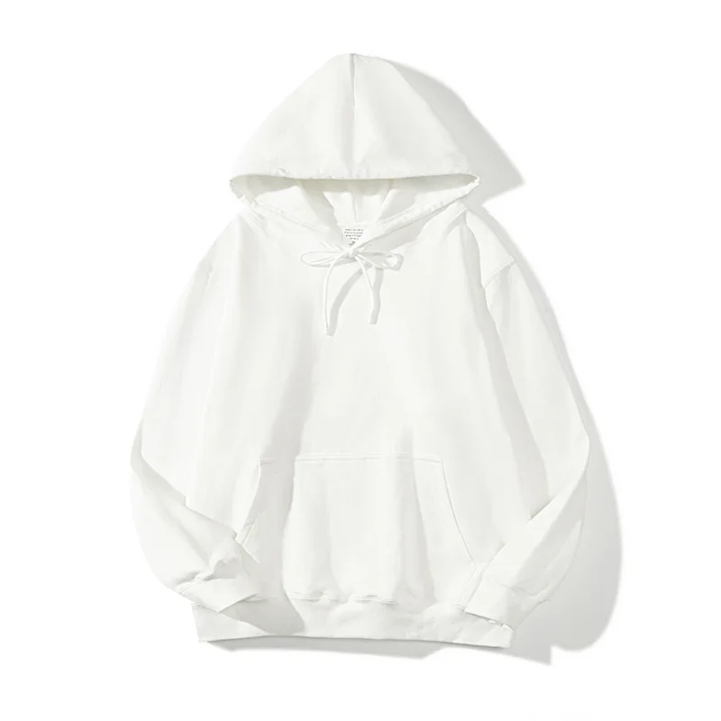 Men and Women's Oversized Hooded Sweatshirt, Monochromatic Pullover, Long Sleeve Hoodie, Pure Cotton, Autumn, Winter, Solid