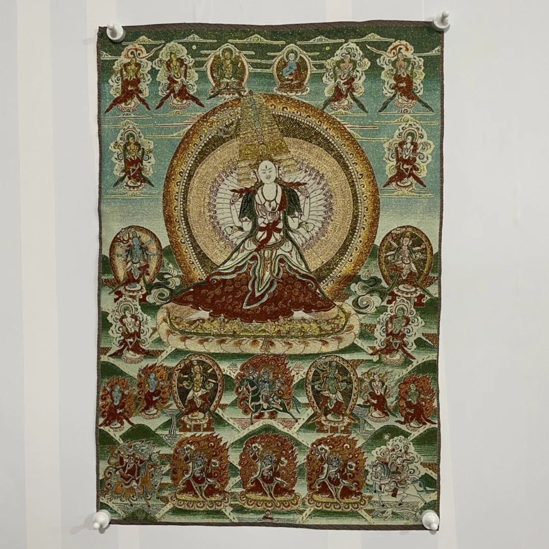 

Free Delivery China Elaborate Silk Embroidery Luck“Bodhisattva Buddha”Geomantic Thangka Painting Mural Household Decoration#42