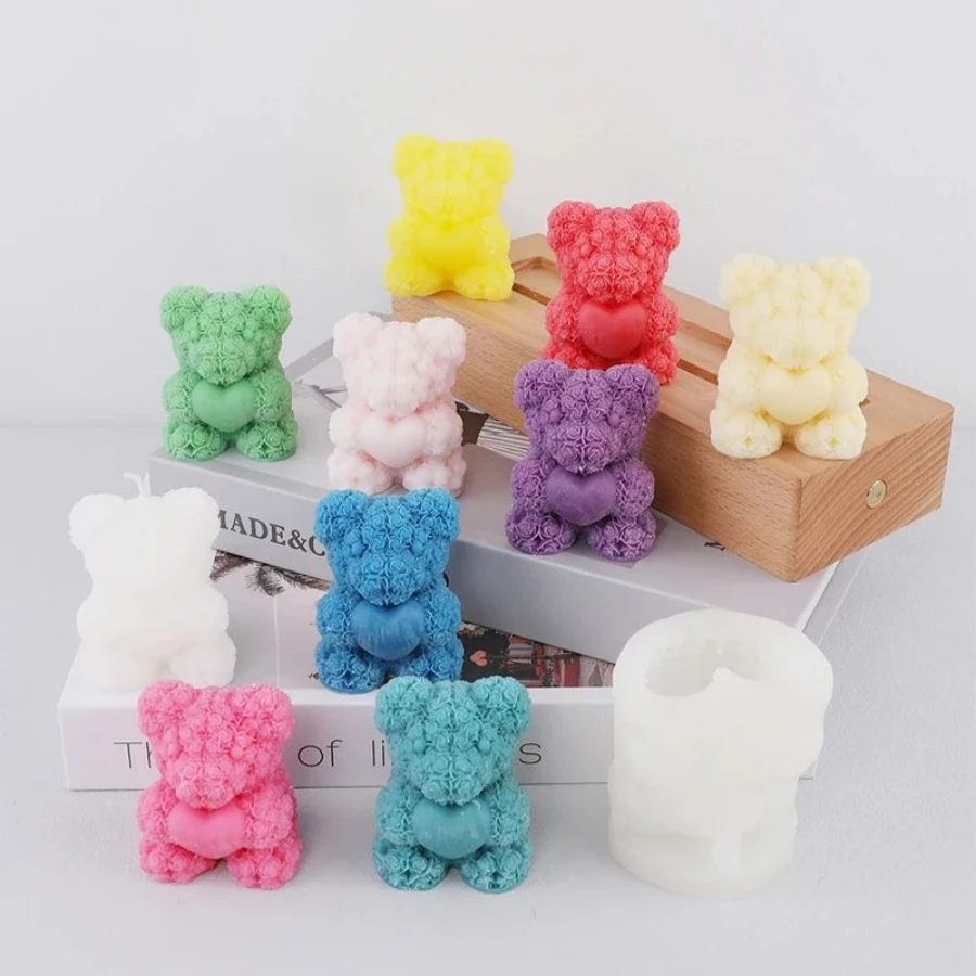 CandleMolds3DBearHugLoveSiliconeDiyCuteBearPetCandleMaking