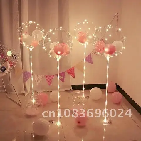 

35cm/70cm LED Balloon Column Stand Birthday Party Decor Transparent Bobo Baloon Stick Stand Christmas Wedding Home DecorationsT
