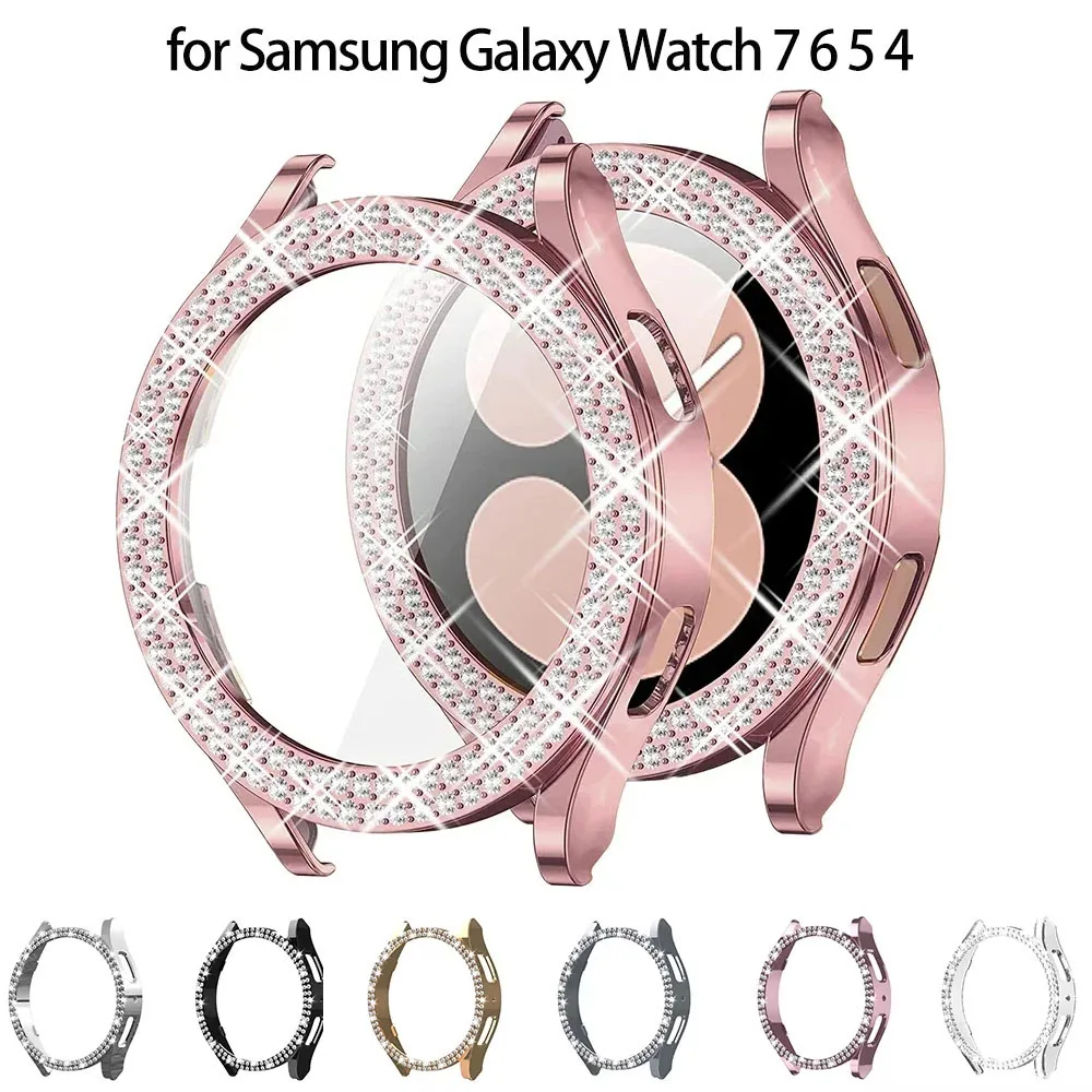 Bling Diamant-Hülle für Samsung Galaxy Watch 7 6 5 4 PC-Schutzhülle 40mm 44mm Displayschutz Stoßfänger (ohne Schutzfolie)