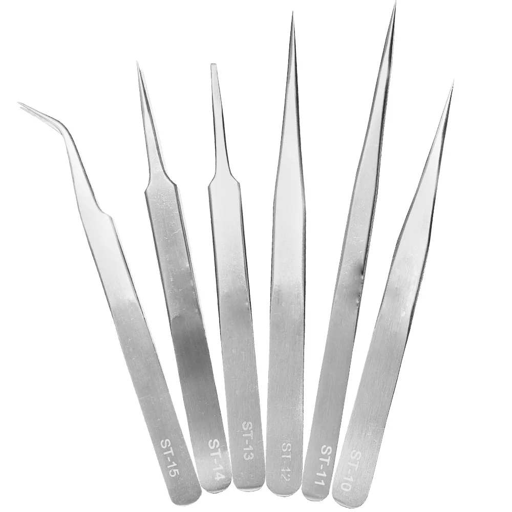 VETUS Anti-static Stainless Steel Silver Tweezers ST-10/11/12/13/14/15 precision tweezers tweezer tool esd anti static tweezers