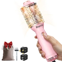 Brosse à air chaud 4 en 1 Lissage/Arrondissement/Volumisation Sèche-cheveux en une seule étape 2 vitesses et 3 modes de chaleur 100-240V avec prise US/EU/UK 1