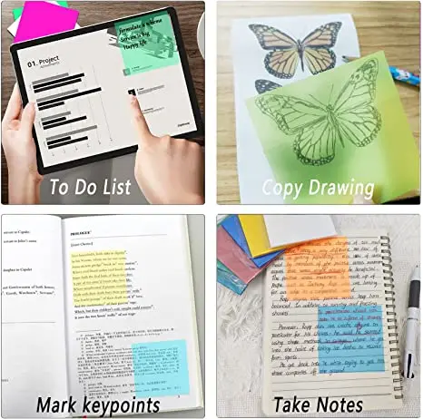 50 Sheets Creative Transparent PET Memo Pad Posted It Sticky Notes Planner Sticker Notepad School Supplies Students Stationery