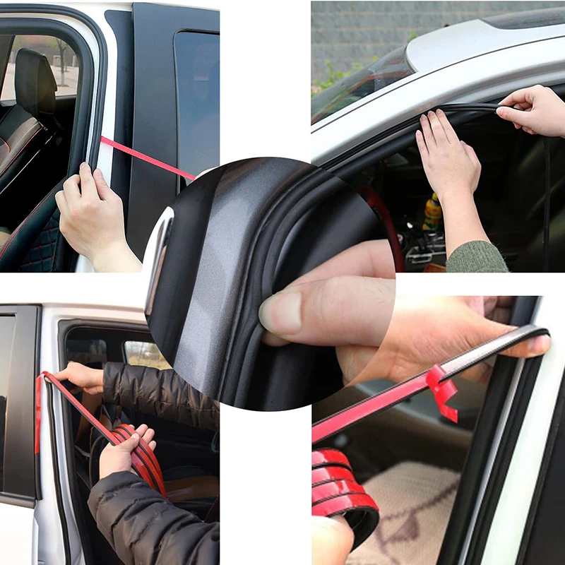 Universal B-shaped Self-adhesive Rubber Door Seal Strip for Sound Insulation and Weatherproofing (25m)