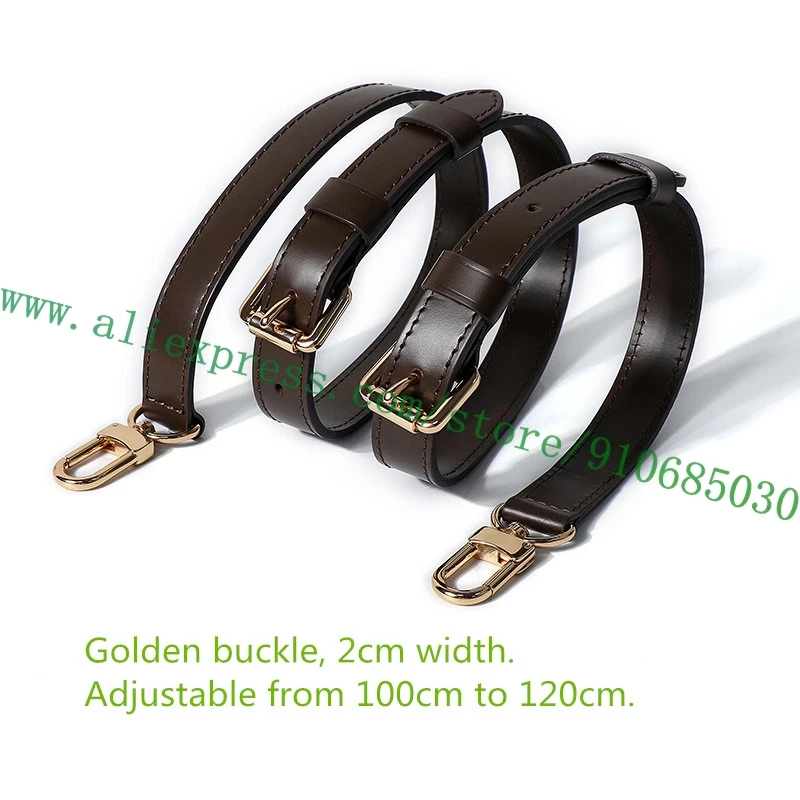 Adjustable Coffee Brown Glossy Real Calfskin Shoulder Strap For Designer Handbag Duffle Bag Purse Carry Belt Replacement 6 Sizes