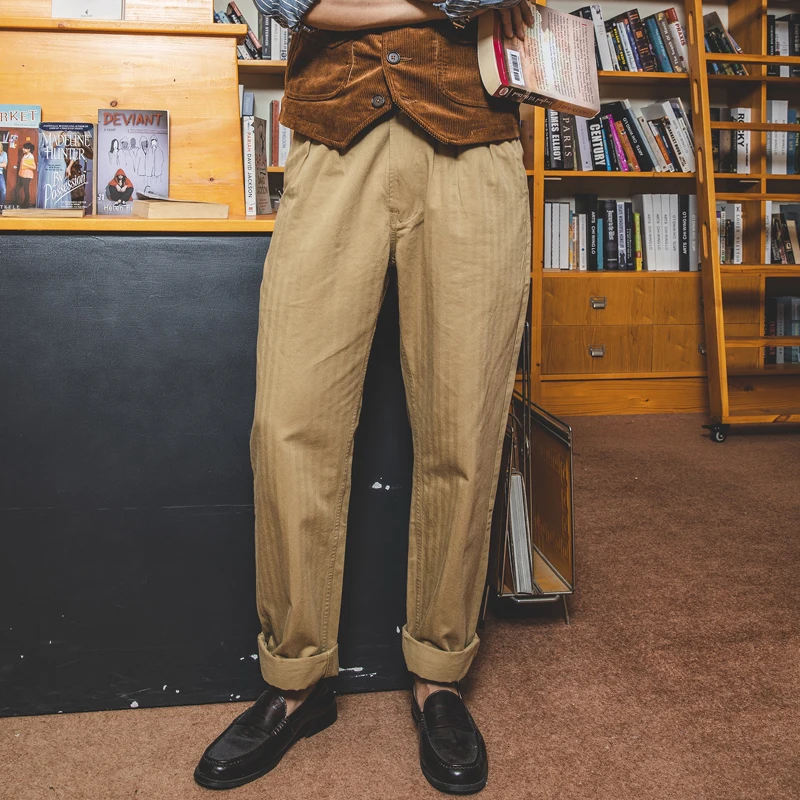 Red Tornado Pantaloni Gurkha In Cotone A Spina Di Pesce Pantaloni Casual Quotidiani Da Uomo 2 Tipi