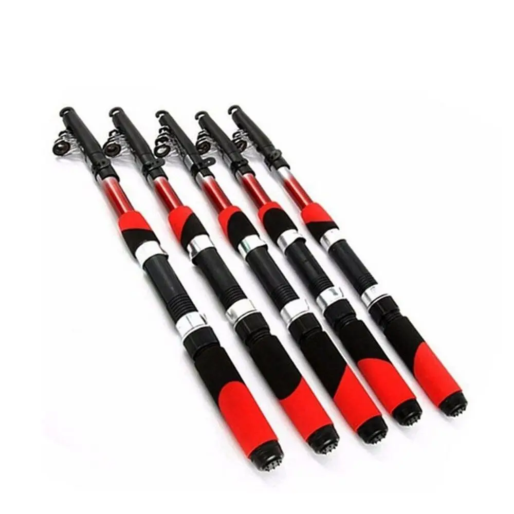 Canne à pêche télescopique, portable et légère, canne à pêche pliable, accessoire pour voyage, pêche en eau salée et eau douce (1,8 m