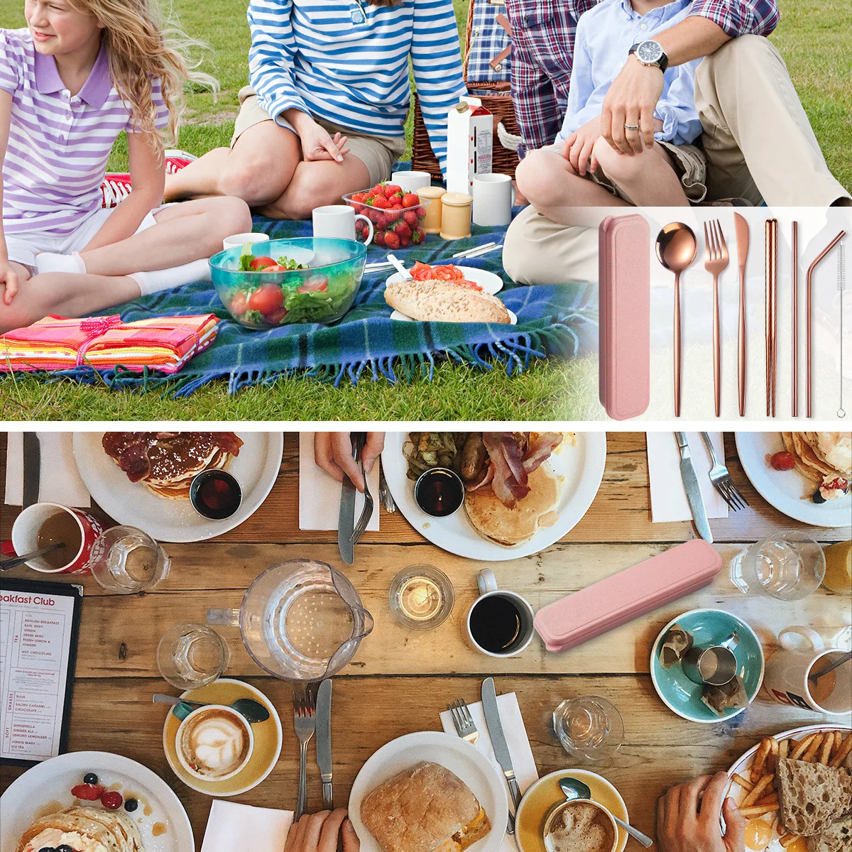 Portable Tableware Set Chopsticks Straws Knives Forks Spoons Outdoor Tableware 7 Pieces
