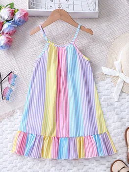 Girls Striped Ruffle Dress 1