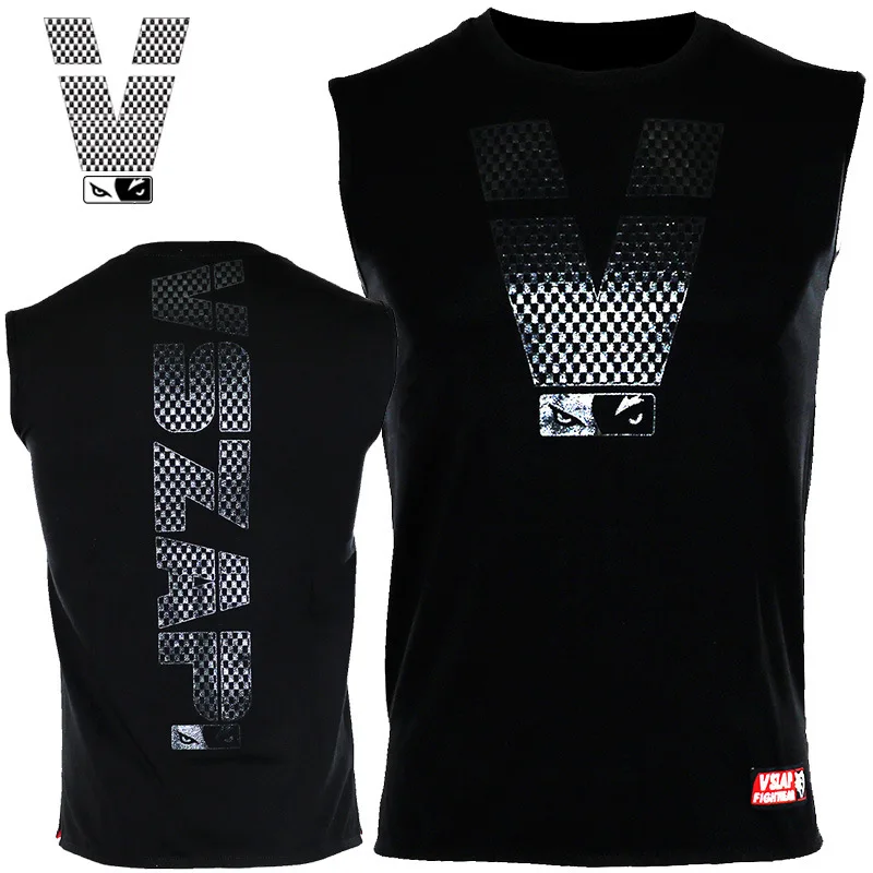 

VSZAP Boxing MMA Jerseys Sleeveless T-shirt Fitness Training Gym T Shirt Combat Fighting Wolf Running Muay Thai T Shirt