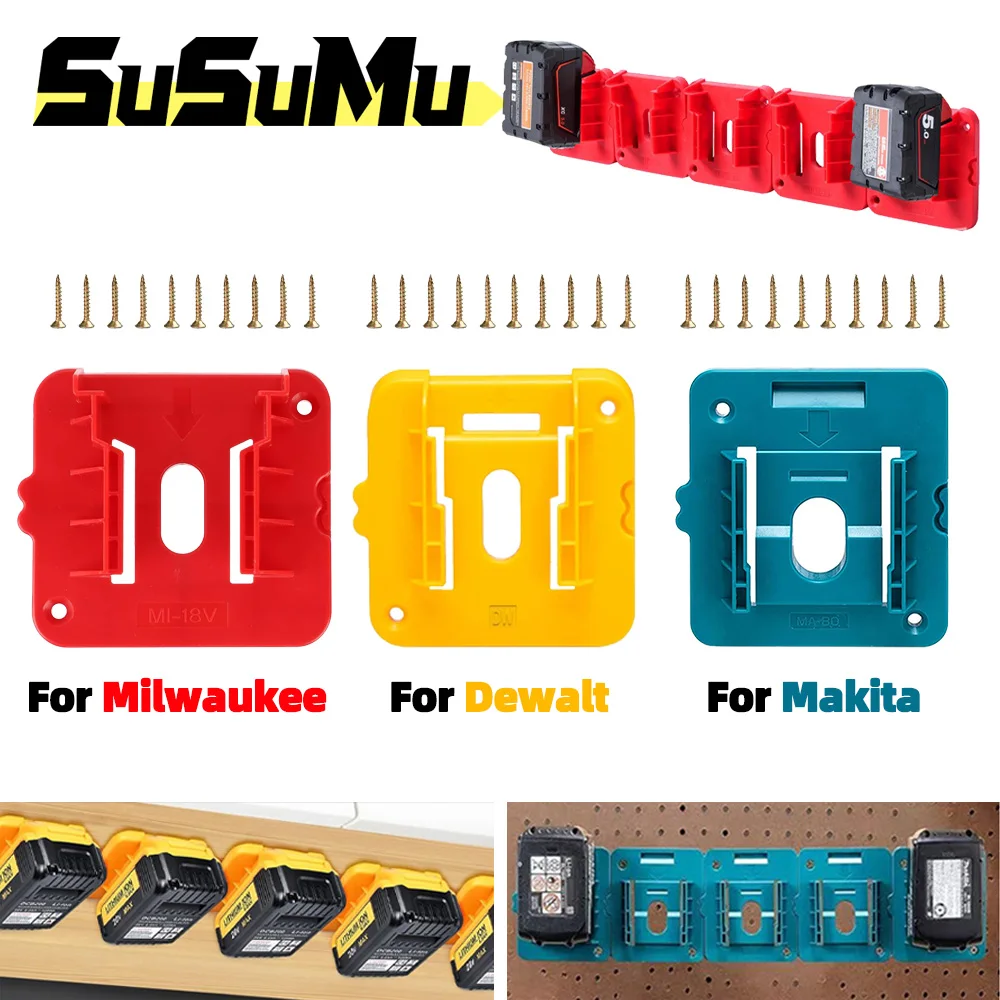 Pack Battery Holder Storage Rack Fit For Dewalt/Makita