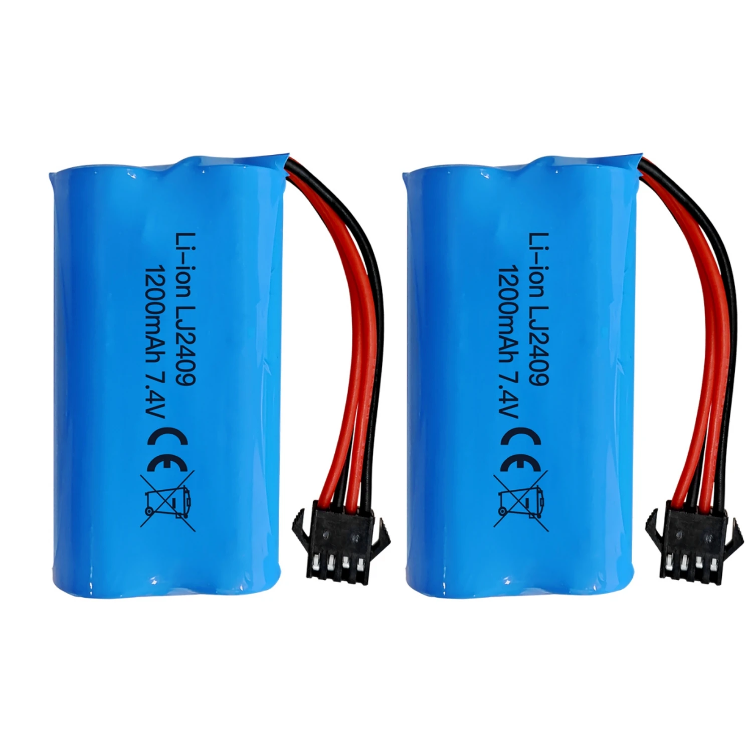 2 Batteries Li-Po 7.4V 1200mAh SM-4P pour RC Bateau Voiture EC08