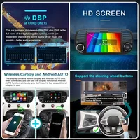 Écran autoradio sans fil Carplay Android 14 pour Fiat 500/500C/500E 2007-2015 Bluetooth 2 din autoradio Lecteur multimédia 4
