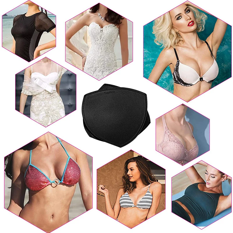 Triangle Shape Bra Pads Inserts, Removable Sewn Edge Padding for Sports, Yoga, Bikini Top, 1 Pair
