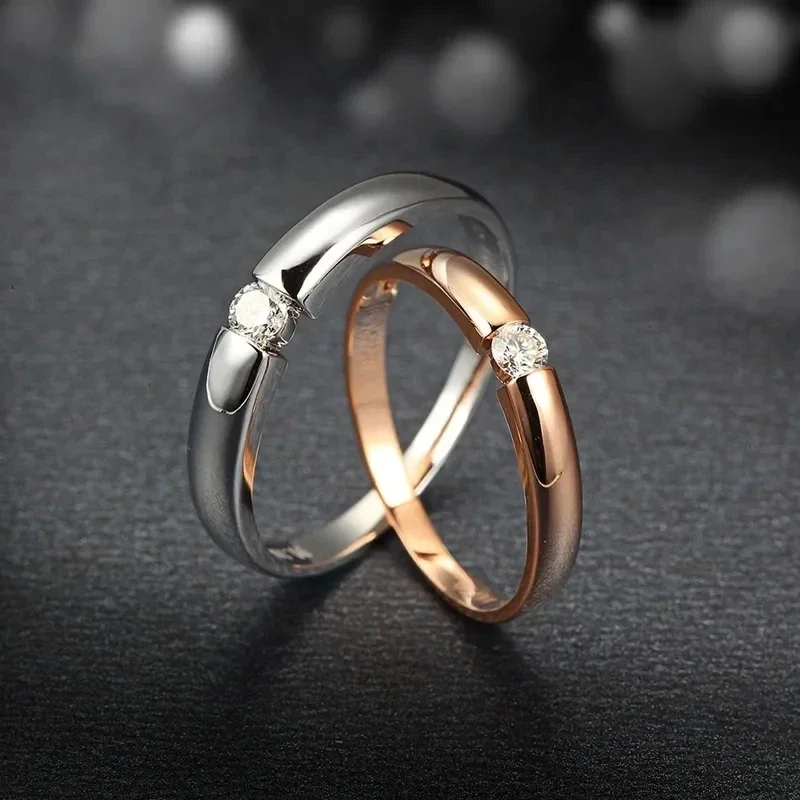 3mm Stainless Steel Ring Women Men Inlay Zirconia Wedding Engagement Ring Valentines Day Gift Female Stackable wedding rings