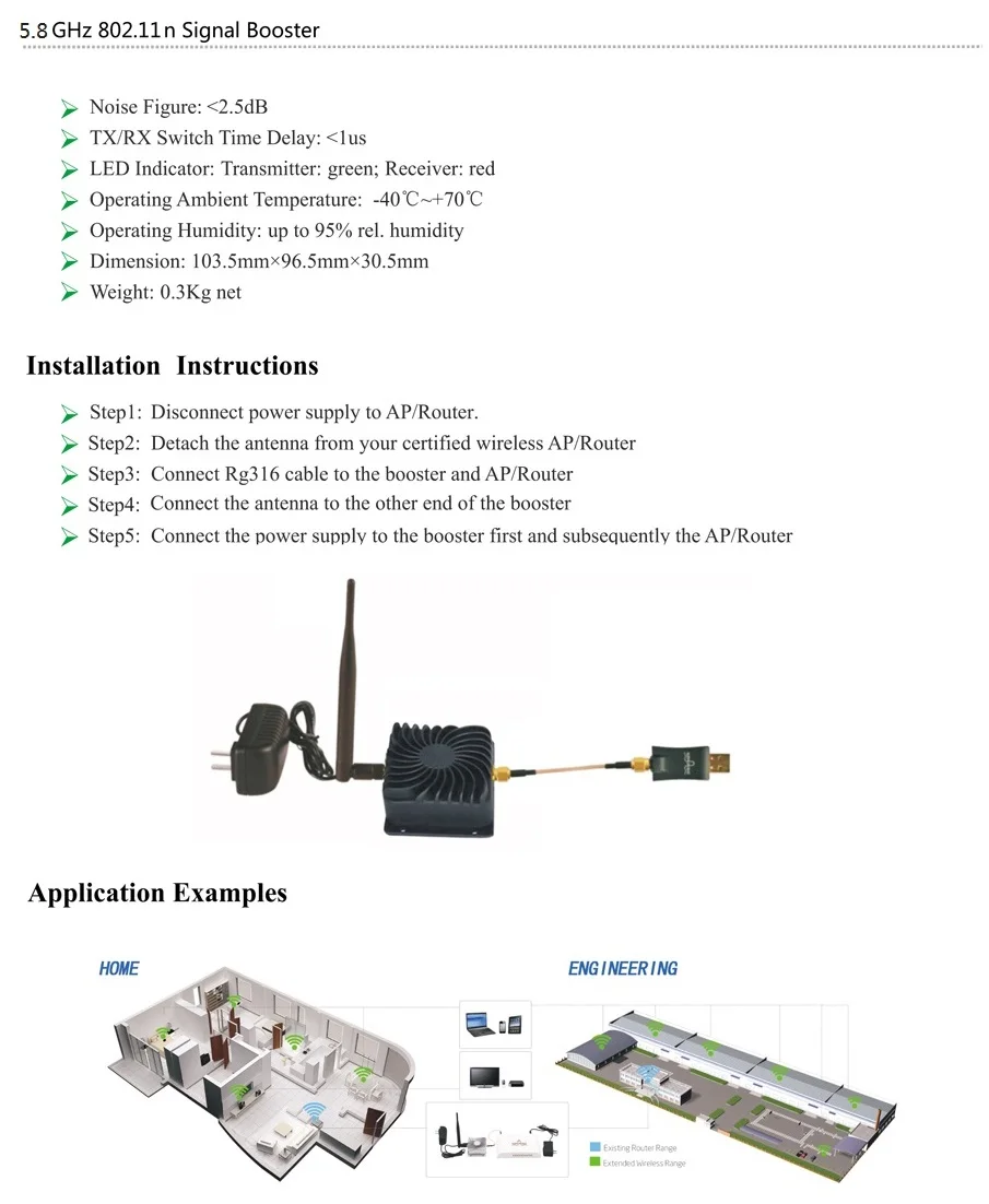 wifi Signal Booster Range Extender Booster 15dBi Antena Sem Fio 802.11b g n 4W
