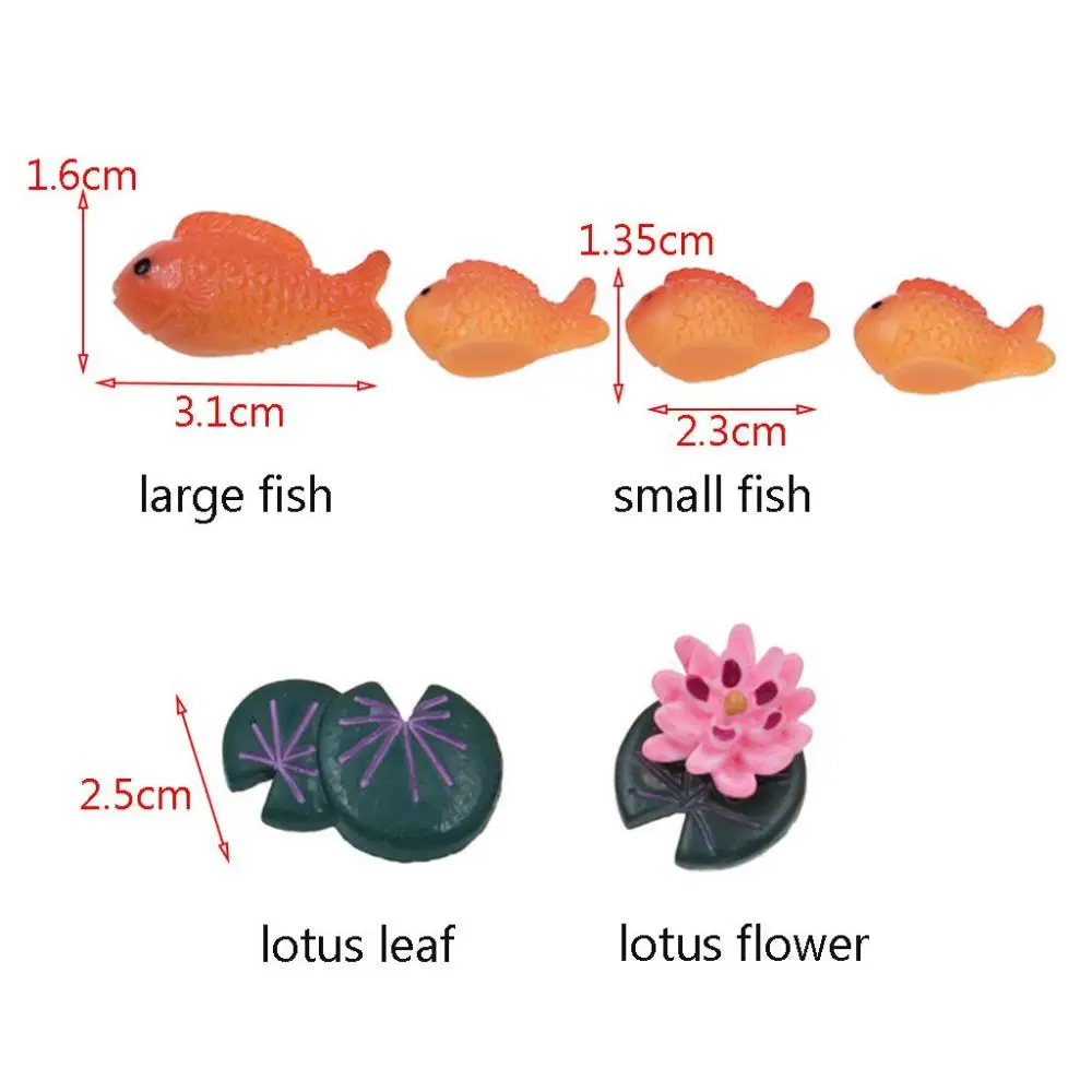 Flower,Leaf Aquarium Ornament Red Fish Micro Landscape Pond Scene Miniature Goldfish Figurine Resin Crafts Fish Tank Decor
