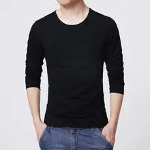 

Fabulous Men Top Oversized T-shirt For Men Solid Color Round Neck Casual Long Sleeve Slim All Match Base Shirt for Work