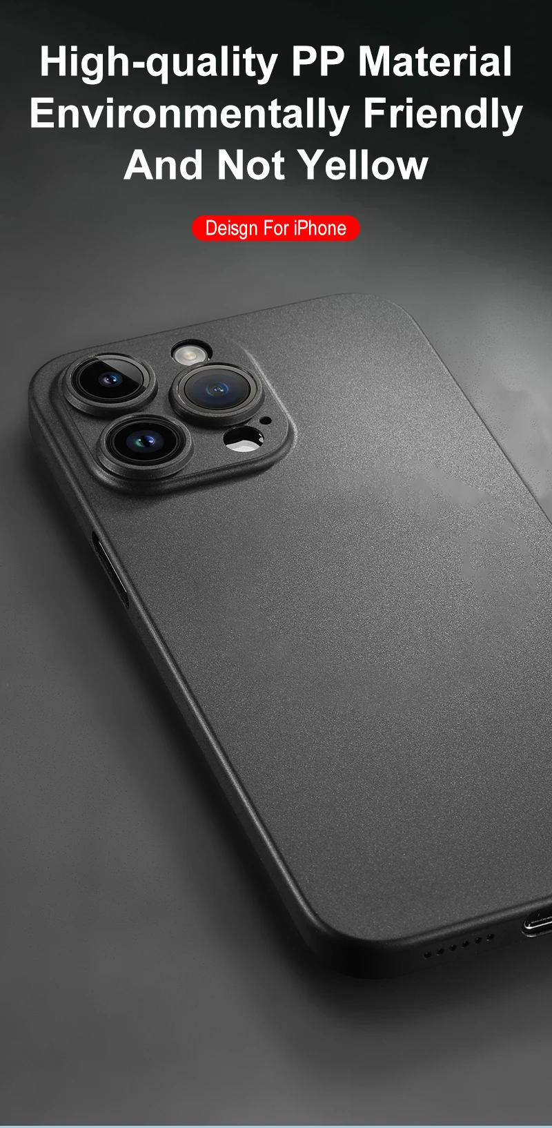 0,3 mm ultradünne, matte Hülle für iPhone 16 15 14 13 12 mini 11 Pro XS Max X XR 7 8 Plus SE, durchscheinende, harte, mattierte Schutzhülle – Detail 4