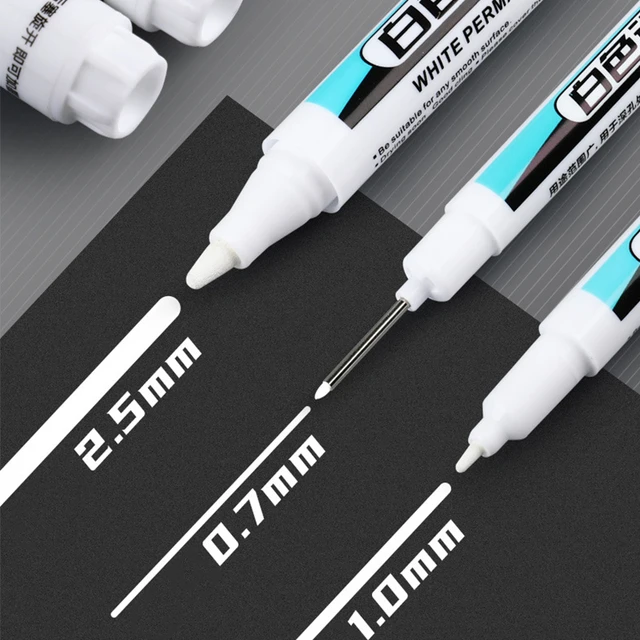 1/3/4/5pcs For Metal White Marker Pen Permanent Oily Waterproof Plastic Gel  Pen Writing Drawing Graffiti Pen Stationery Notebook