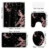 4pcs Modern style printing Shower Curtain Set With 12 Hooks, Anti-Slip Bathroom Mat, U-Shaped Toilet Rug, Bathroom Curtain Set 1