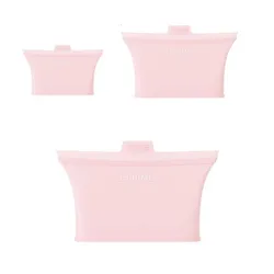 Eco - Friendly Leakproof Silicone Food Storage Bags - Heat & Cold Resistant Preservation Solution (Pink - 1500ML)