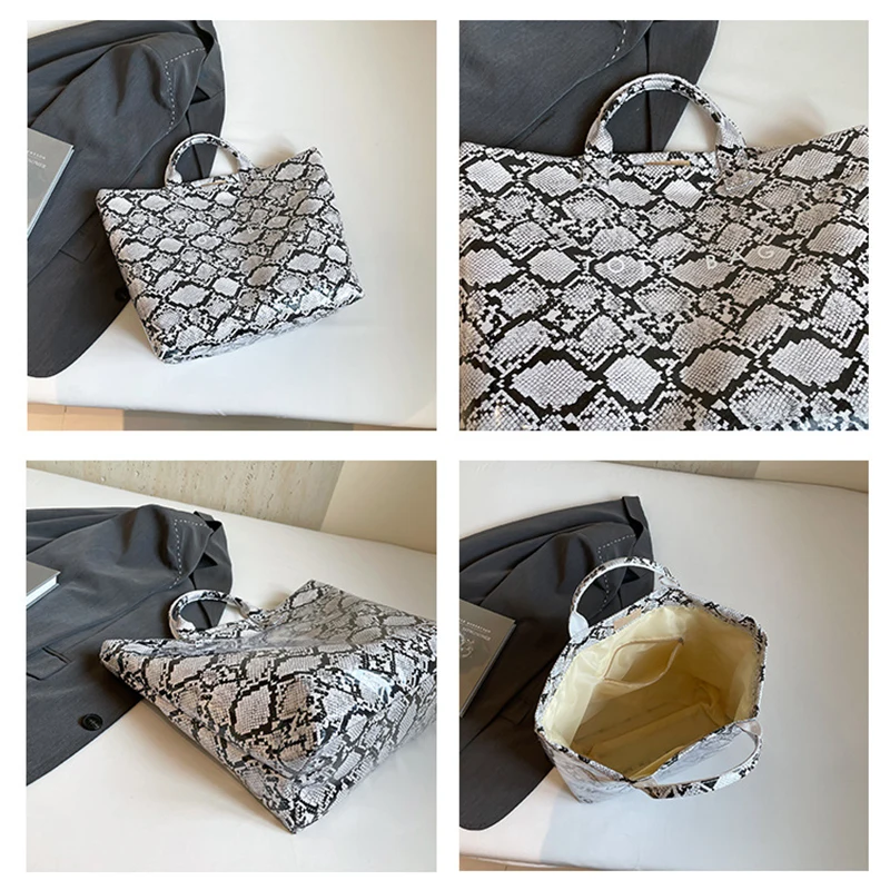 2025, neue Hobo-Einkaufstasche mit Schlangenhautmuster, trendige Damen-Handtasche mit Griff oben, große Kapazität, Briefdruck, Pendler-Einkaufstasche – Detail 5