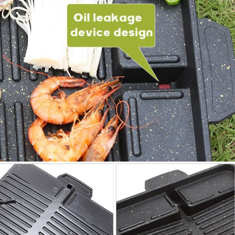 Gas Stove Barbecue Stove Barbecue Grill BBQ Grill Pan Plate 32 X 26cm Portable Non-Stick Coating Butane Gas Stove Cooker Plate Rectangle Korean Barbecue